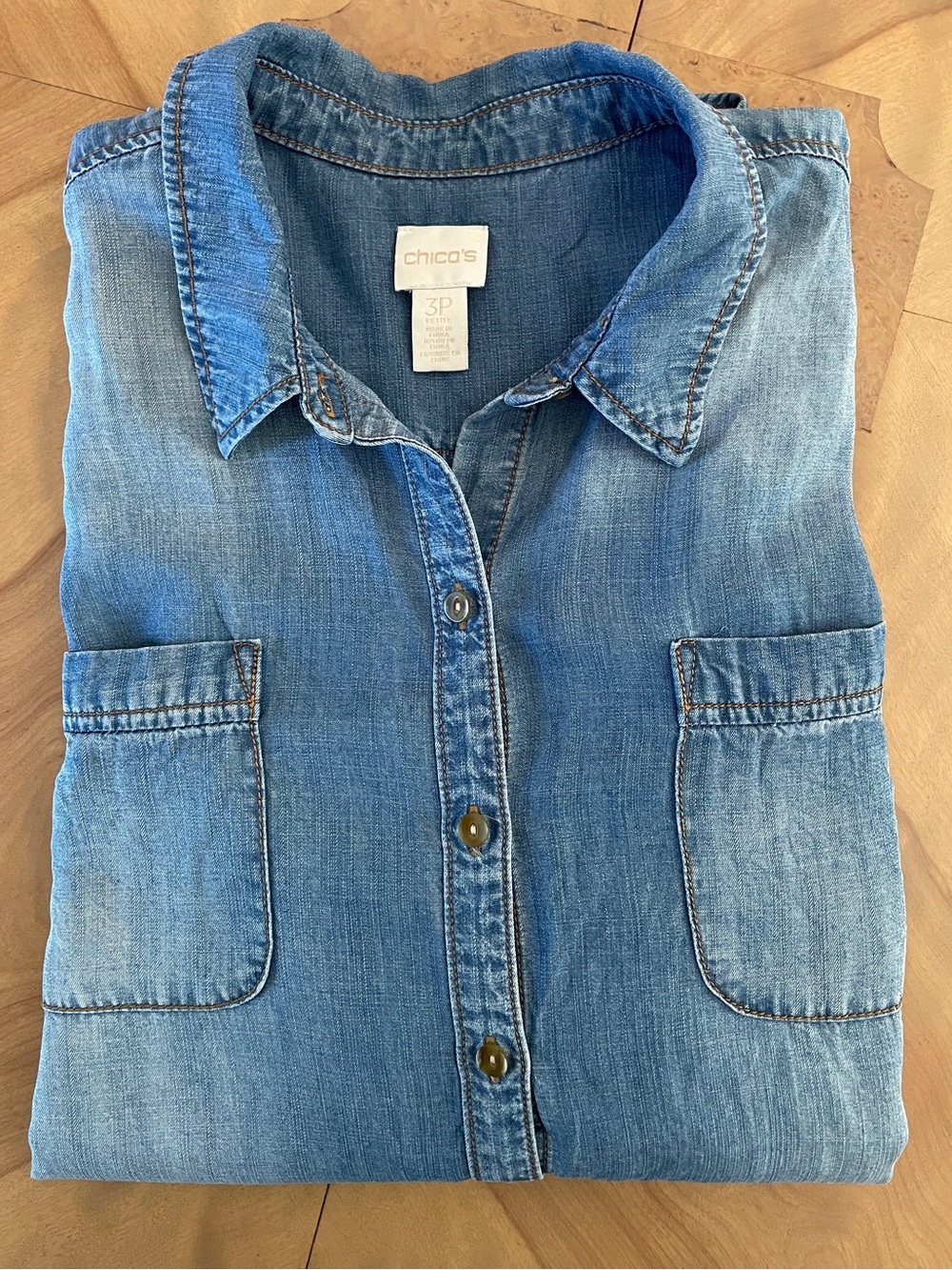 Chico's Women's Blue Denim Button-Up Shirt